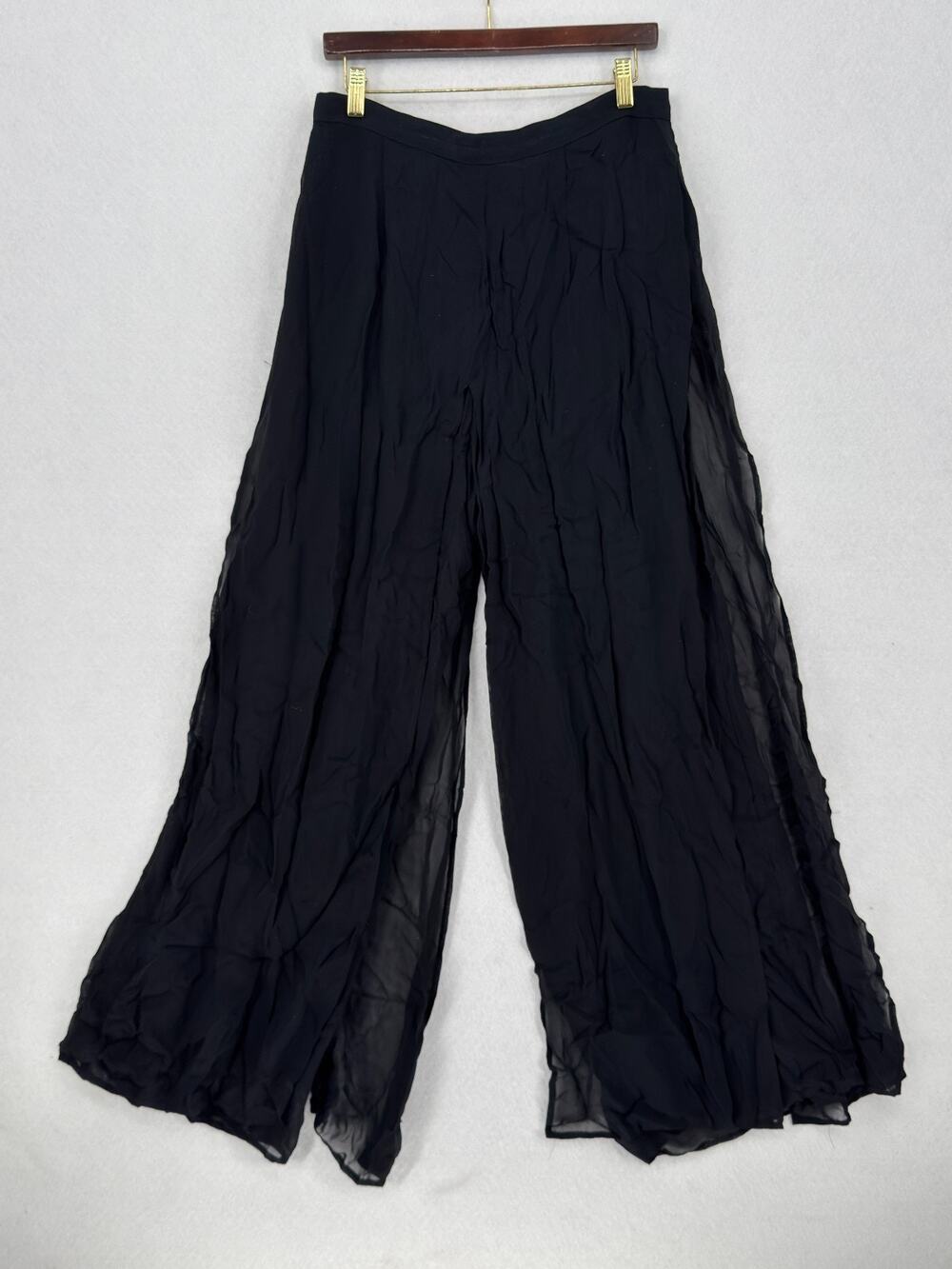 Tadashi Shoji Vintage Black Sheer Chiffon Overlay Palazzo Pants Sz 16 NEW